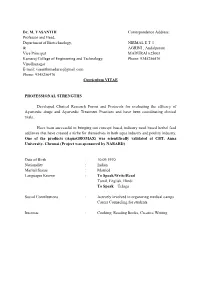 Dr. M. VASANTHI Professor and Head, Department of Biotechnology