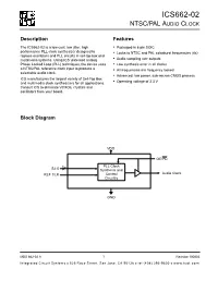 Ics662-02 Ntsc/Pal Audio Clock