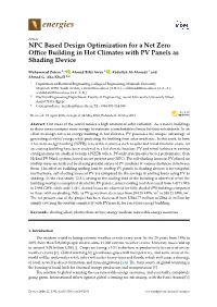 NPC Based Design Optimization for a Net Zero Office Building in Hot