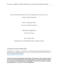 Therapy with Consensually Non-Monogamous Clients 1