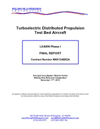 Turboelectric Distributed Propulsion Test Bed Aircraft