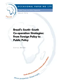Brazil's South–South Co-Operation Strategies