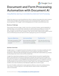 Document and Form Processing Automation with Document AI Using Machine Learning to Automate Document and Form Processing ___