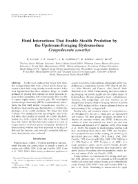 Fluid Interactions That Enable Stealth Predation by the Upstream-Foraging Hydromedusa Craspedacusta Sowerbyi