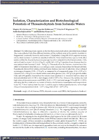 Isolation, Characterization and Biotechnological Potentials of Thraustochytrids from Icelandic Waters