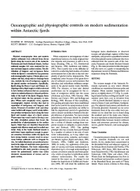 Oceanographic and Physiographic Controls on Modern Sedimentation Within Antarctic Fjords