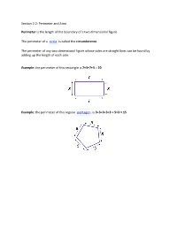 Section 2.2: Perimeter and Area