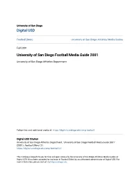 University of San Diego Football Media Guide 2001