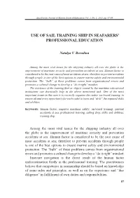 Use of Sail Training Ship in Seafarers' Professional