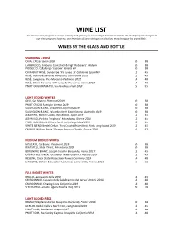 WINE LIST Our Reserve Wine Program Is Always Evolving and Growing As New Vintages Become Available
