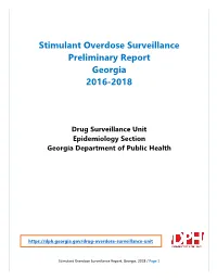 2016-2018 Stimulant Overdose Surveillance Preliminary Report