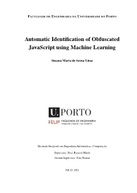 Automatic Identification of Obfuscated Javascript Using Machine Learning