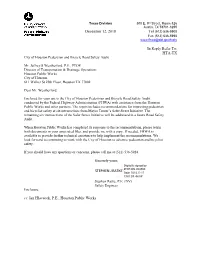 December 12, 2018 in Reply Refer To: HTA-TX Cc: Ian Hlavacek, P.E., Houston Public Works
