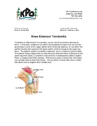 Knee Extensor Tendonitis