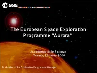 The European S Pace Exploration Programme “Aurora”