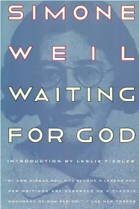 Waiting for God by Simone Weil