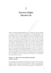 Chapter 1: Overview of Higher Education Law: Student Version