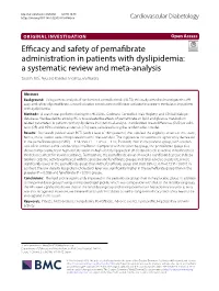 Efficacy and Safety of Pemafibrate Administration in Patients With
