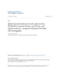 Initial Characterization of Crude Extracts from Phyllanthus Amarus Schum