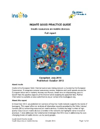 INSAFE GOOD PRACTICE GUIDE Insafe Resources on Mobile Devices Full Report