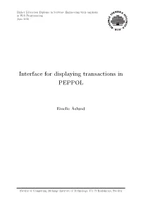 Interface for Displaying Transactions in PEPPOL