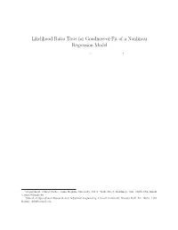 Likelihood Ratio Tests for Goodness-Of-Fit of a Nonlinear Regression Model