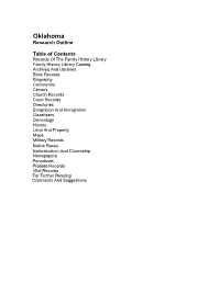Oklahoma Research Outline