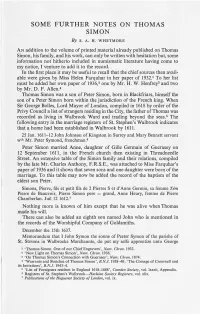 SOME FURTHER NOTES on THOMAS SIMON by S