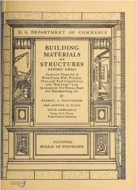 Structural Properties of Wood-Frame Wall, Partition, Floor, and Roof Constructions with "Red Stripe" Lath Sponsored by the Weston Paper and Manufacturing Co