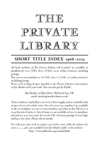 The Private Library Short Title Index 1968–2015