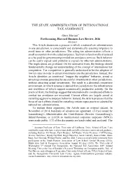 The State Administration of International Tax Avoidance