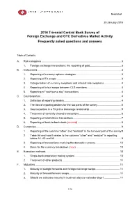 2016 Triennial Central Bank Survey of Foreign Exchange and OTC Derivatives Market Activity Frequently Asked Questions and Answers