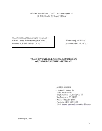 BEFORE the PUBLIC UTILITIES COMMISSION of the STATE of CALIFORNIA Order Instituting Rulemaking to Implement Electric Utility