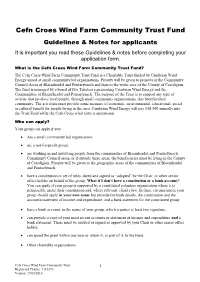 Cefn Croes Application Guidelines