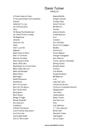Davis Turner Song List
