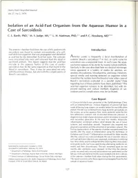 Isolation of an Acid-Fast Organism from the Aqueous Humor in a Case of Sarcoidosis