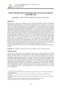 Joint Information Platform for Natural Hazards in Switzerland