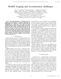 MARS Imaging and Reconstruction Challenges
