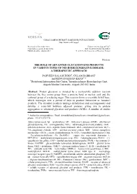 Review the ROLE of ADVANCED GLYCATION END PRODUCTS IN
