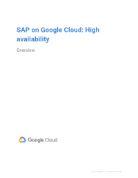 SAP on Google Cloud: High Availability
