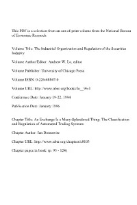 The Classification and Regulation of Automated Trading Systems