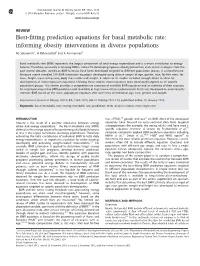 Best-Fitting Prediction Equations for Basal Metabolic Rate