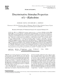 Discriminative Stimulus Properties of ( )Ephedrine