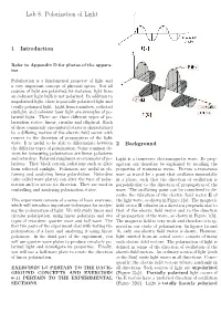 Lab 8: Polarization of Light