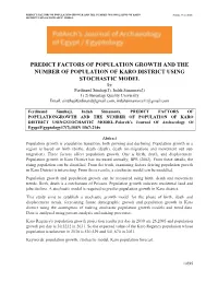 Predict Factors of Population Growth and the Number of Population of Karo Pjaee, 17 (6) (2020) District Using Stochastic Model