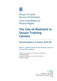 The Use of Restraint in Secure Training Centres