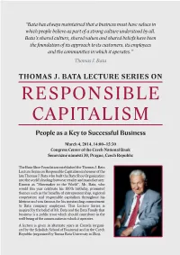 THOMAS J. BATA LECTURE SERIES on RESPONSIBLE CAPITALISM People As a Key to Successful Business