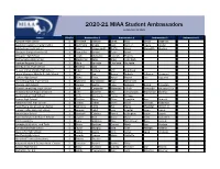 2020-21 MIAA Student Ambassadors (Updated 02/12/2021)
