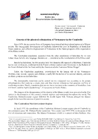 Genesis of the Physical Colonization of Vietnamese in the Cambodia