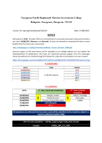 SEM IV Under CBCS Are Informed That the University Final Examination Will